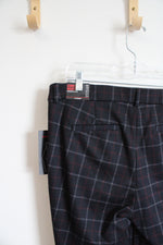 NEW Kasper Black Gray & Blue Houndstooth Plaid Trouser Pants | L