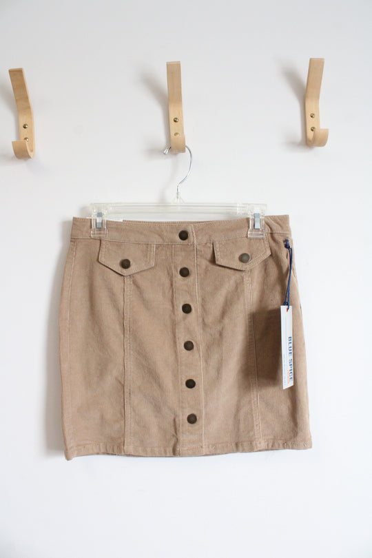 NEW Blue Spice Tan Corduroy Button Down Mini Skirt | 7