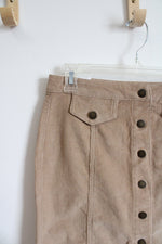 NEW Blue Spice Tan Corduroy Button Down Mini Skirt | 7