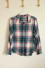 Aerie Red Blue and Green Plaid Button-down Flannel | L