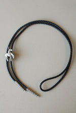 Native Cowboy On Bronco Motif Braided Leather Bolo Tie
