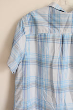 NEW Eddie Bauer Blue Plaid Short Sleeve Adventure shirt | XL