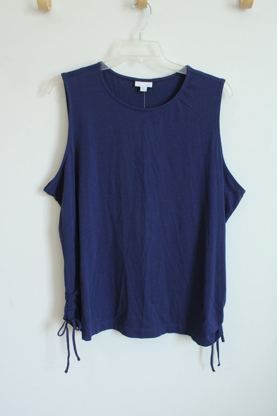 NEW J. Jill Ink Blue Side Tie Bottom Sleeveless Top |3X