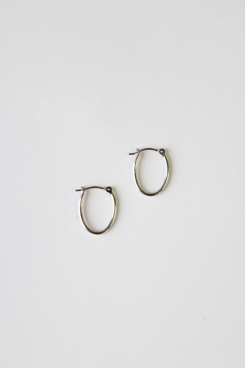 14KT White Gold Oval Mini Hoop Earrings