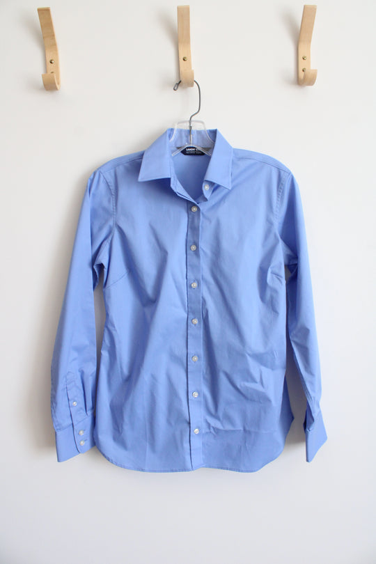 Lands' End Blue Button Down Blouse | 2 (XS)