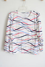 T By Talbots White Patterned Shirt | XL Petite