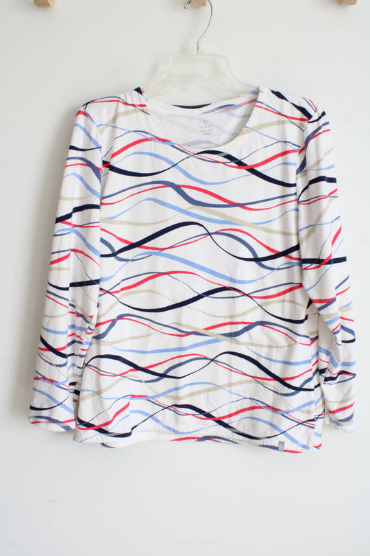 T By Talbots White Patterned Shirt | XL Petite