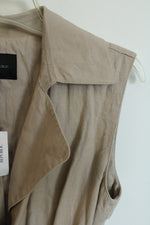 NEW Banana Republic Sleeveless Beige Linen Belted Trench Coat | XS