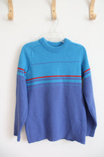 Jonathan Richards Vintage Blue Purple & Red Wool Sweater | M