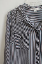 Studio Works Black & White Striped Button Down Top | L