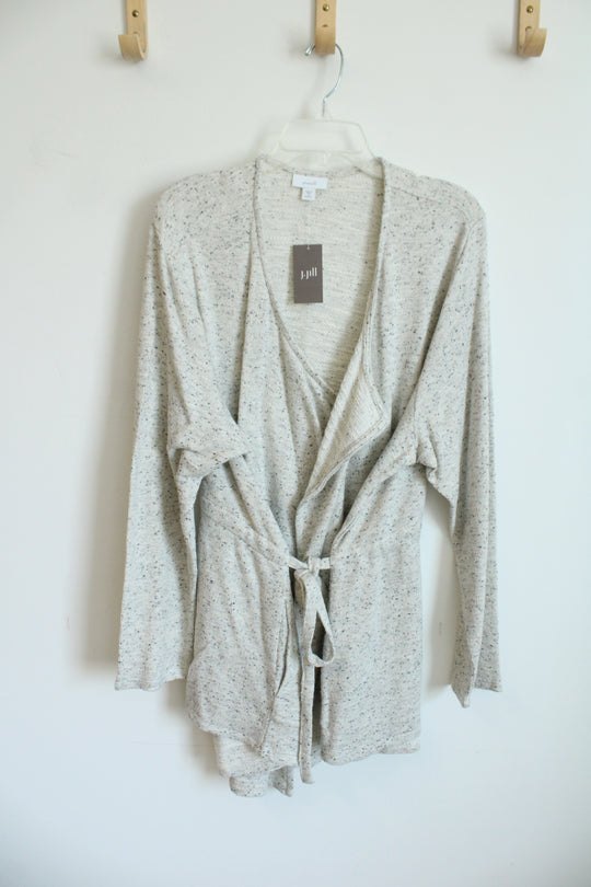NEW Purejill Ivory and Black Speckled Tie-waist Cardigan | 3X