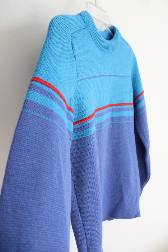 Jonathan Richards Vintage Blue Purple & Red Wool Sweater | M