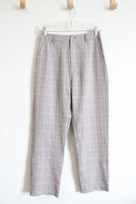NEW Allegra K Brown & White Plaid Houndstooth Pants | S