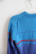 Jonathan Richards Vintage Blue Purple & Red Wool Sweater | M