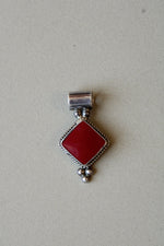 Red Turquoise Sterling Silver Necklace Pendant