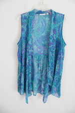 Susan Graver Blue Paisley Chiffon Vest | M