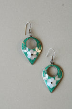 Alpaca Silver Mexico Crushed Turquoise Mother Of Pearl Earrings