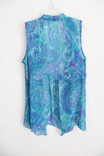 Susan Graver Blue Paisley Chiffon Vest | M