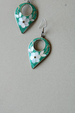 Alpaca Silver Mexico Crushed Turquoise Mother Of Pearl Earrings