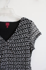 212 Collection Black and White Patterned Top | M