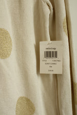 New Retrology White with Gold Dots Turtleneck Sweater | M-P