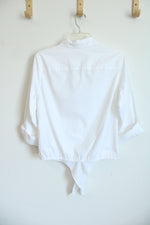 NEW Chico's White Poplin Tie-front Button Down Shirt | 1 (M)