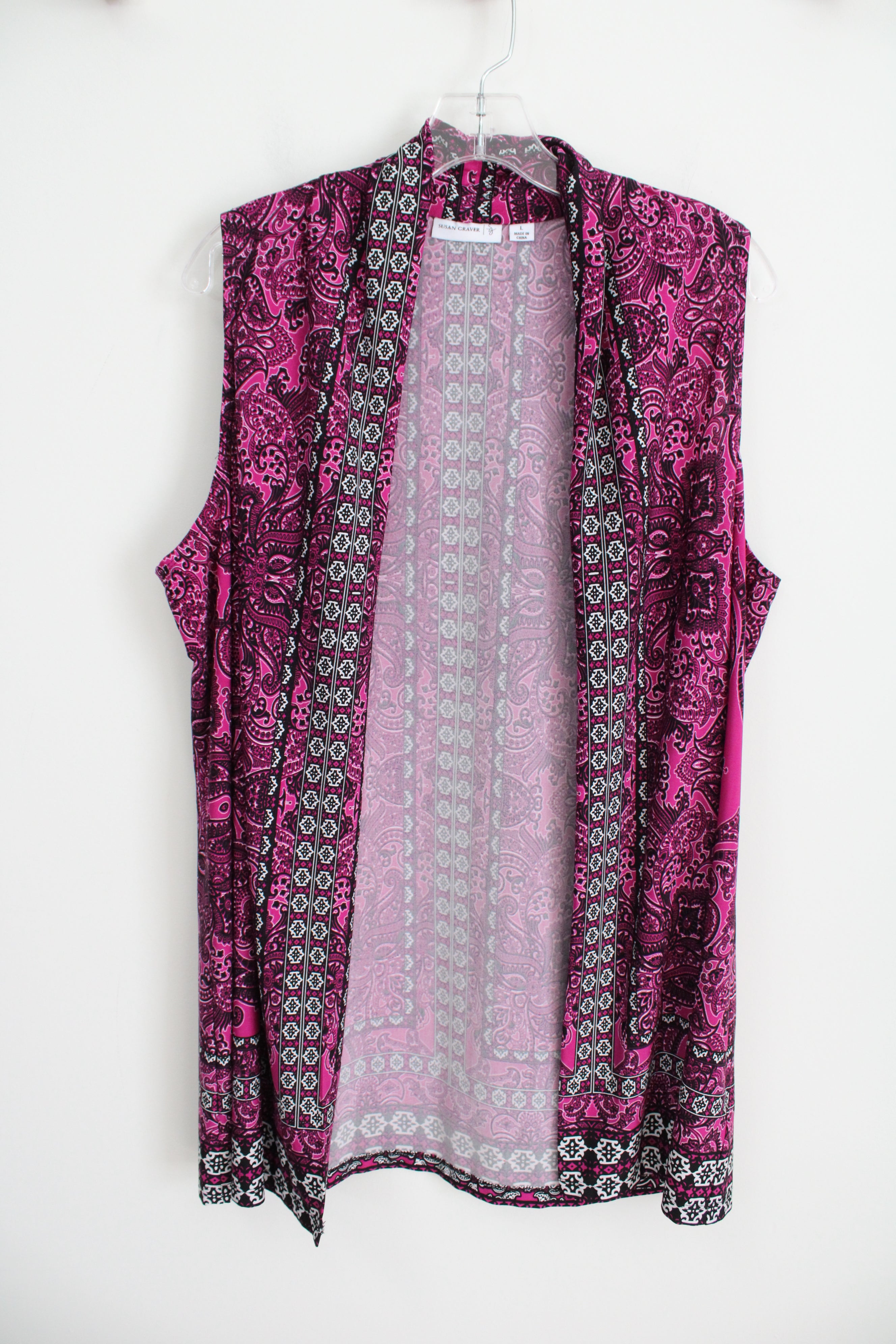 Susan Graver Pink Paisley Vest | L