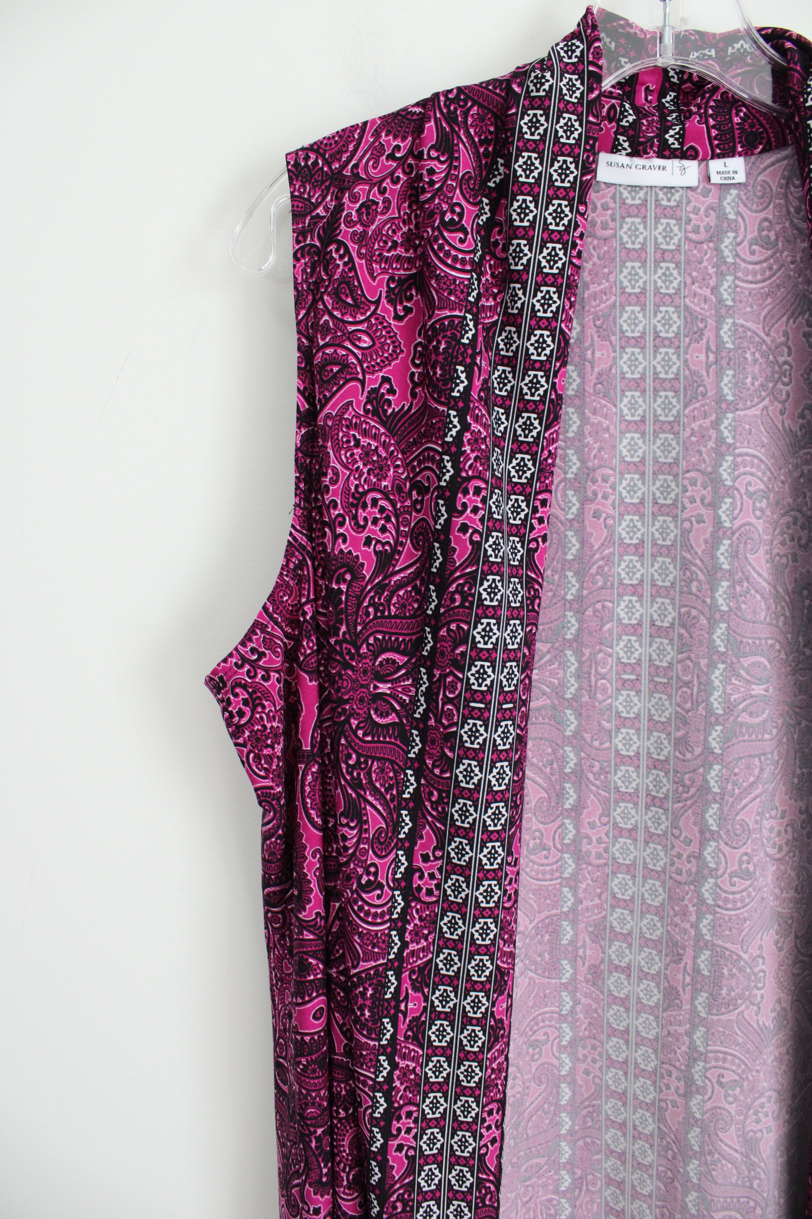 Susan Graver Pink Paisley Vest | L