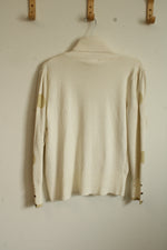 New Retrology White with Gold Dots Turtleneck Sweater | M-P