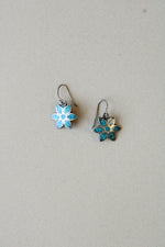 Crushed Turquoise Sterling Silver Flower Dangle Earrings