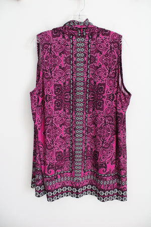 Susan Graver Pink Paisley Vest | L