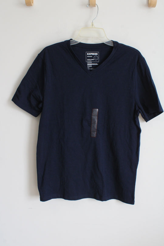 NEW Express Navy Blue Slim Stretch Tee | L