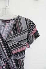 Iannella Black and Pink Patterned Waist Tie Top | S