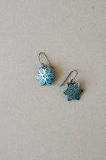 Crushed Turquoise Sterling Silver Flower Dangle Earrings