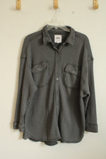 Aerie Gray Button-up Waffle Sweater Jacket | M