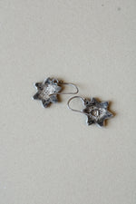 Crushed Turquoise Sterling Silver Flower Dangle Earrings