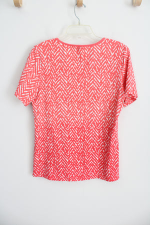 Liz Claiborne New York Pink White Patterned Top | M