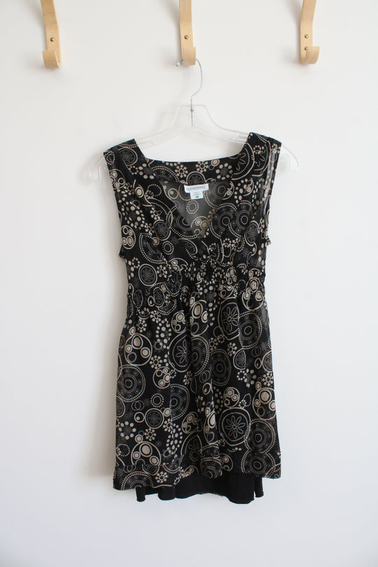 Motherhood Tan and Black Patterned Sleeveless Top | S