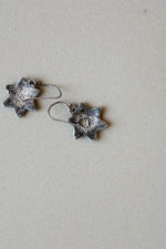 Crushed Turquoise Sterling Silver Flower Dangle Earrings