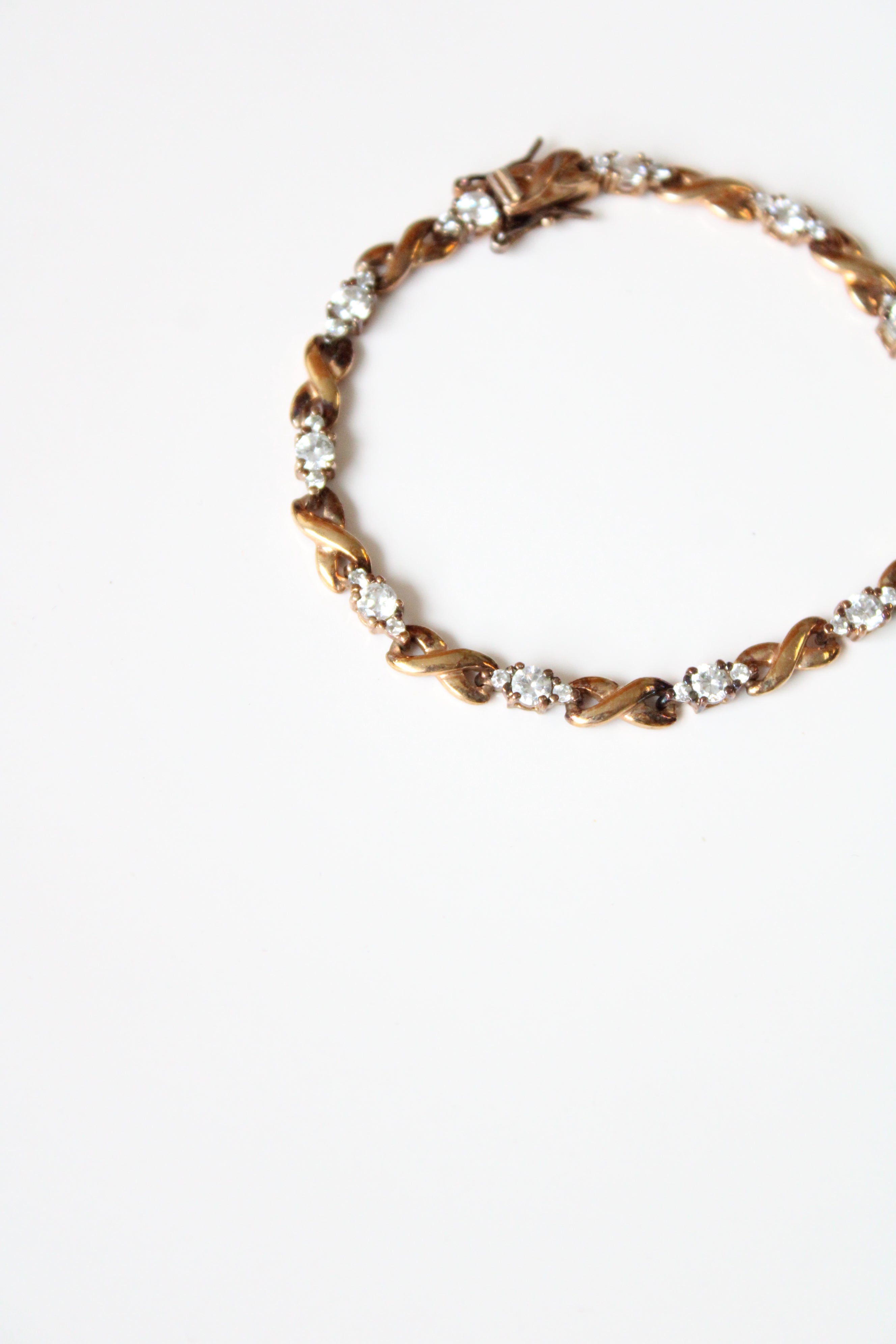 Cubic Zirconia Gold Toned 925 Bracelet