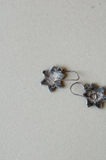 Crushed Turquoise Sterling Silver Flower Dangle Earrings