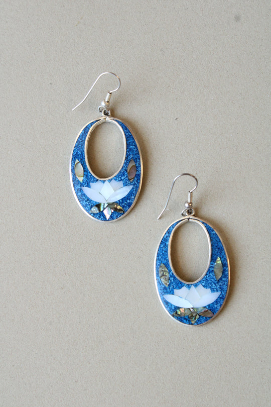 Alpaca Mexico Blue Turquoise Sterling Silver Earrings