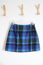 Vintage The Limited Blue Plaid Wool Blend Mini Skirt | 4