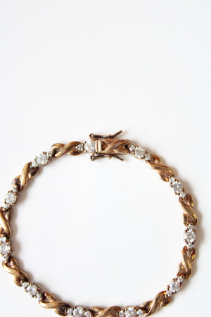 Cubic Zirconia Gold Toned 925 Bracelet