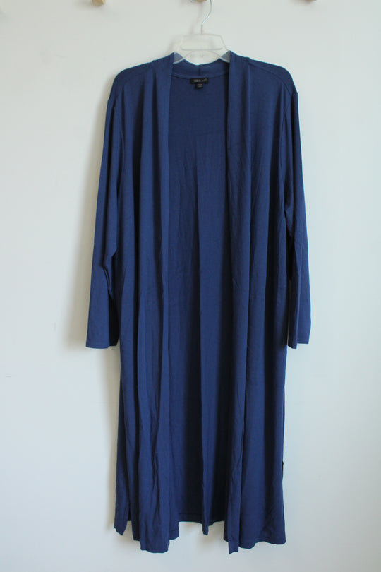 J.Jill Wearever Collection Long Deep Blue Open Front Cardigan | 3X