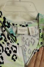 Chico's Tropical Green Cheetah Print SS Front Zip Jacket