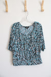 AGB Petite Blue and White Patterned Top | L
