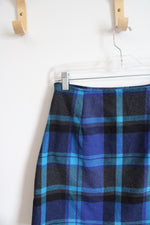 Vintage The Limited Blue Plaid Wool Blend Mini Skirt | 4