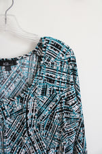 AGB Petite Blue and White Patterned Top | L