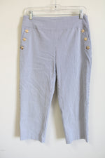 Roz & Ali Blue Striped Capri Pant | 4